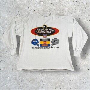 Vintage 2000 Monday Night Football Denver Broncos vs Raiders Shirt NFL XXL ABC